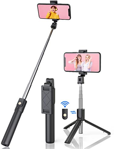 FAPPEN Selfie Stick, 4 in 1 Extendable Bluetooth Selfie Stick Tripod with Detachable Wireless Remote, Selfie Stick for iPhone 15,14 13 12 11/Sumsung