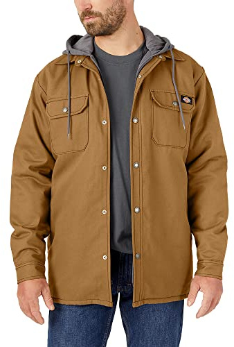 Dickies Fleece Hooded Duck Shirt Jacket with Hydroshield Ropa de Abrigo de Trabajo, Pato Marrón, XS para Hombre