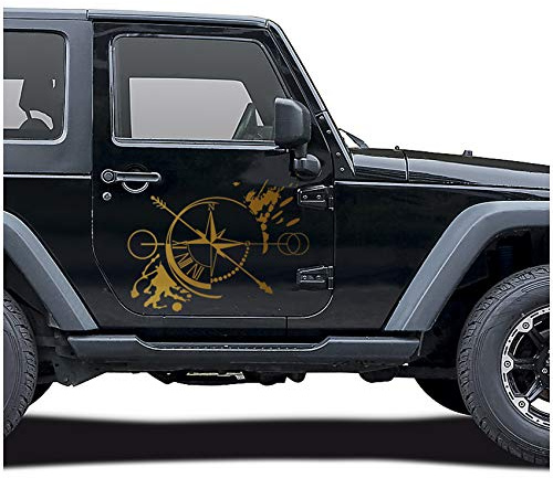 Autocollant pour voiture - motif boussole - Rose des vents - Film autocollant pour voiture, moto, caravane, camping-car