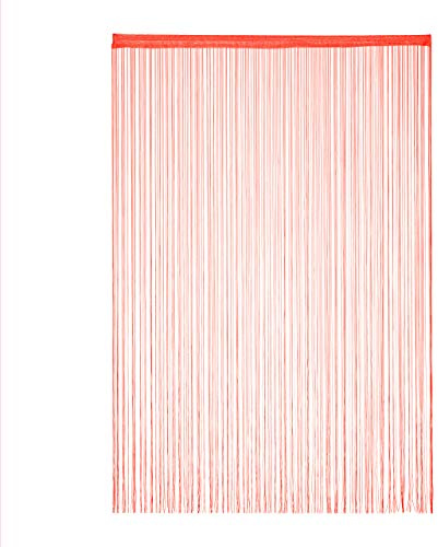 Relaxdays String Curtain Cortina de Hilos para Puertas y Ventanas, Lavable, para Cortar a Medida, Visillo 145x245 cm, Rojo, Poliéster, 145x245cm