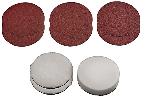 Original Einhell 9-tlg. Polierhauben- und Schleifpapier-Set (Polier- und Schleifmaschinen-Zubehör, passend für Einhell Polier- und Schleifmaschinen mit 150 mm)