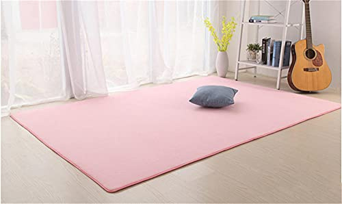 Alfombra de Terciopelo Coral Grueso de Color sólido Calidad Rosa de colores Suave Lavable Antideslizante Grande Rugs Minimalista Moderna Sala De Estar Dormitorio Tatami Gateando Estera -120×140cm
