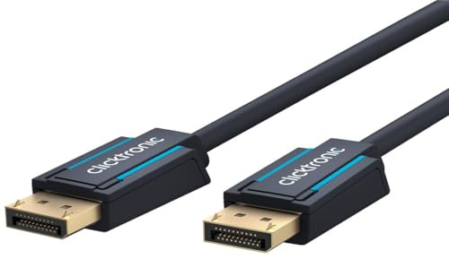 Clicktronic DisplayPort Kabel 1.4 mit DisplayPort Stecker auf DP-Stecker / 4320p / 8k / 60 Hz / 2160p / 4K / 120 Hz/UHD/FullHD/für Gaming Monitor Grafikkarte Laptop TV/Vergoldet / 2m