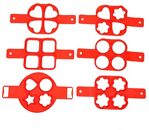 6Pcs Silicone Egg Poacher Mold Non Stick Pancake Mold Kitchen Frying with Various Shapes Cooking Utensil Cookware for Household Restaurant