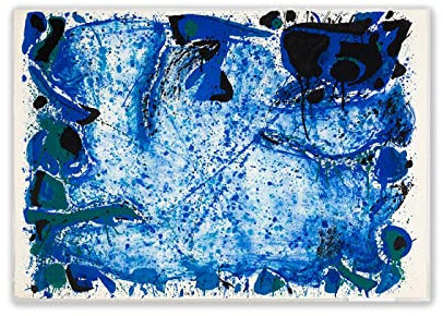 Sam Francis Farbige abstrakte Leinwand, Wandkunst, Bilder, berühmte Gemälde, Druck auf Leinwand, Happy, 1972, Reproduktionen, Drucke für Wohnzimmer-Dekor, 70 x 100 cm, rahmenlos