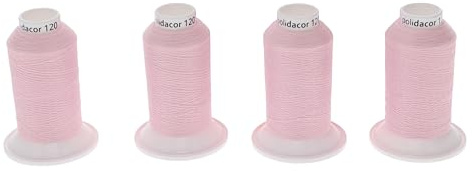SEWFIL Home - Poldacor 120 - 4-pack med polyestersytråd - 4-pack med 1 000 meter 0568 spolar - rosa pinne