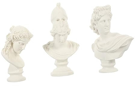Garneck 3st Athene-Statue Dekorative Büstenstatue Statue Der Göttin Der Mythologie Statuen Der Griechischen Mythologie David Statue Büste Schreibtischaufsatz Gips Weiß Kleines Porträt Harz