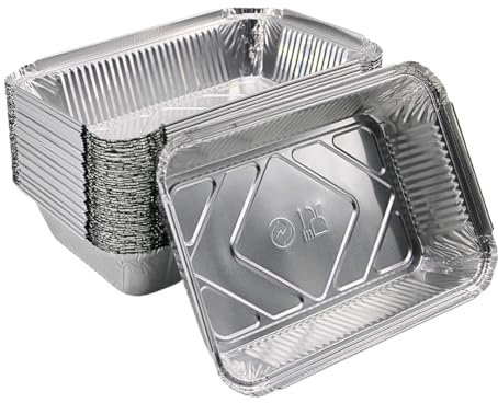 Enpack Aluschale R45-911L - 100 Stück Aluschalen Grill 20 x 13 x 5 cm - Wärmebehälter 940 ml - Fettauffangschale als Grill Zubehör, Food Container, kleine Auflaufform - feuerfeste Alu Grillschale