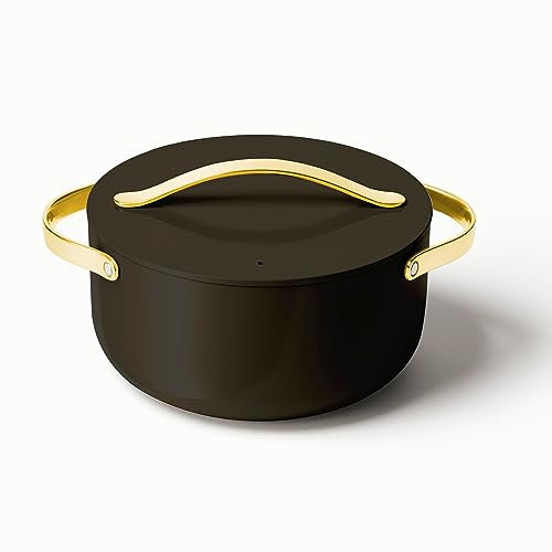 Caraway Nonstick Ceramic Dutch Oven Pot with Lid (6.5 qt, 10.5) - Non Toxic, PTFE & PFOA Free - Oven Safe & Compatible with All Stovetops (Gas, Electric & Induction) - Black