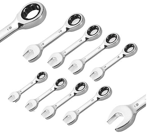 JMorCO Drehmomentschlüssel 1PC Ratschenschlüssel-Maulschlüssel Reparaturwerkzeuge Stubby Ratschen-Maulschlüsselsatz Kurzer Griff (Farbe: 18 mm)