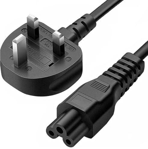 3 Metre C5 Laptop Power Cable (IEC60320 C5 to BS1363) 9 Foot Cloverleaf Power Cord 3 Slot for UK