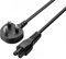 3 Metre C5 Laptop Power Cable (IEC60320 C5 to BS1363) 9 Foot Cloverleaf Power Cord 3 Slot for UK