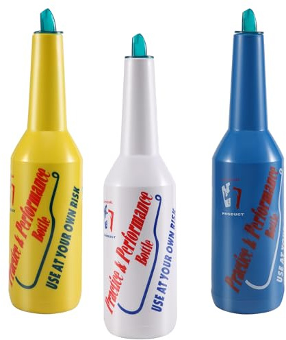 Gokelomg 3 x Flair Bottle, cocktailshaker, Flair Bartender Mix Color Set, äningsflaska, bartender övnings- och effektflaska 750 ml (vit, , blå)