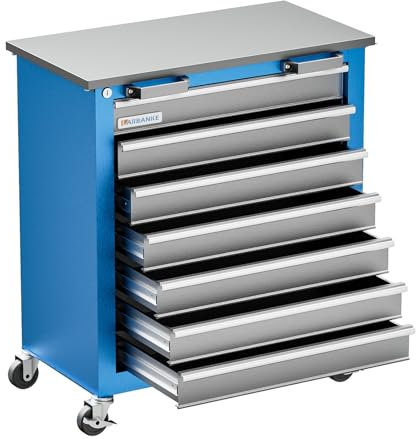 LARBANKE Werkstattwagen Mit 7 Schubladen - Multifunktions-Werkzeugschrank-Set Mit 5-Schubladen, Verschlusssystem, Schlüssel Und 4 Füße - Kombinierbar