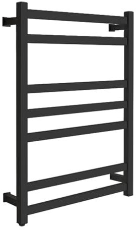 Scaldasalviette Elettrico, Termoarredo Elettrico Bagno Acciaio inossidabile, Scalda Asciugamani da Parete 7 Barres Con Temperatura Costante Intelligente,Nero,Plug In