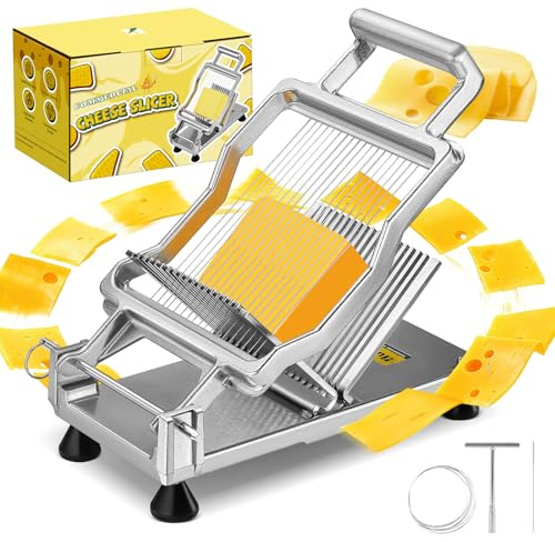 Huanyu Cortador de queso comercial con alambre de acero inoxidable 316, cuerpo de aleación de aluminio, personalizado de 1/5 pulgadas, hoja de corte de mantequilla extraíble reemplazable