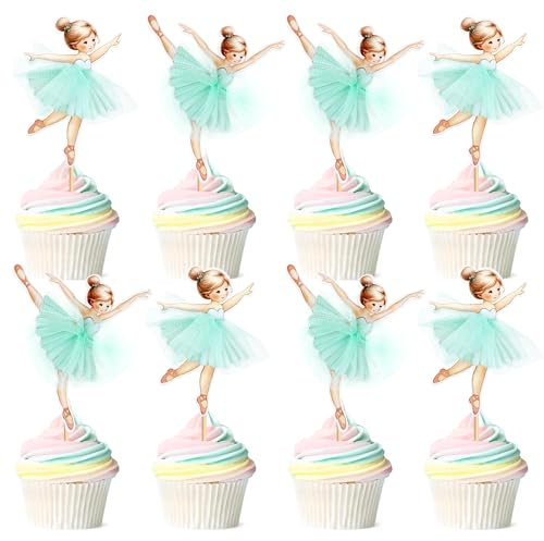 24 Stück Ballerina Tutu Cupcake Toppers Grün Ballett Mädchen Cupcake Toppers Ballett Cupcake Dekoration Picks Für Ballerina Thema Baby Dusche Geburtstag Party Kuchen Dekoration Zubehör