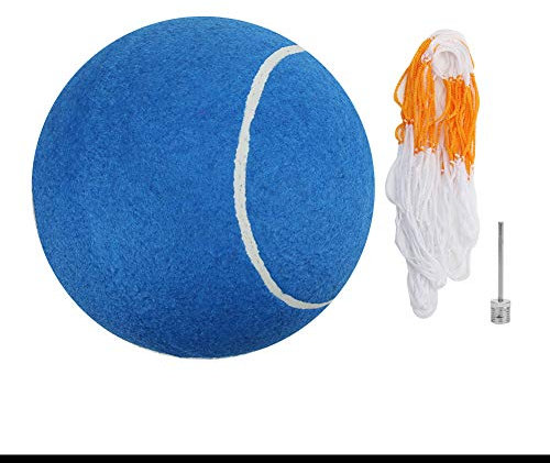 ANKROYU 20,3 cm großer aufblasbarer Gummi-Tennisball, belüftetes Tennisball-Set, aufblasbarer Outdoor-Tennisball, charakteristisches Haustierspielzeug mit Netz zum Spielen