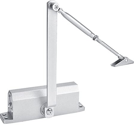 Ferme-porte Automatique Robuste Yctze, Résistant au Feu de 45 à 75 Kg, avec Tampon à Ressort Réglable – Quincaillerie de Ferme-porte pour Usage Résidentiel et Commercial, Métal, Silver