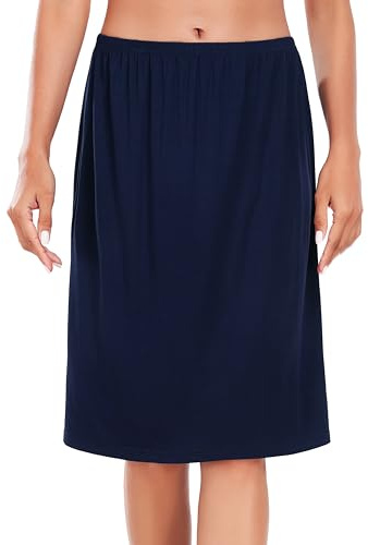 Wikoan Dam halvslips, klassiska underkjolar för damer underklänning supermjuk underkjol kjol för underklänning S-XXL, marinblå, L