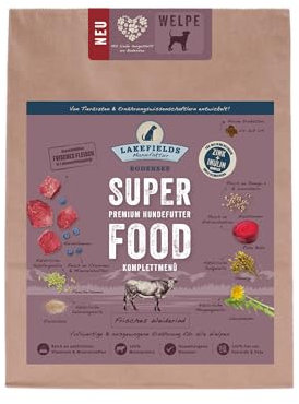 Lakefields Premium SUPERFOOD RIND für Welpen, die Trockenfutter-Sensation für Ihren Hund, Größe:3 x 1 Kg
