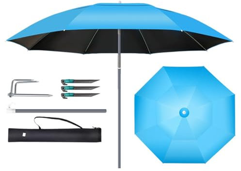 Fishing Angelschirm Für Den Außenbereich Groß Sonnenschirm Strandschirm mit Fiberglasstangen Garten Regenschirm mit Aufbewahrungstasche für Balkon Camping(ø180cm)