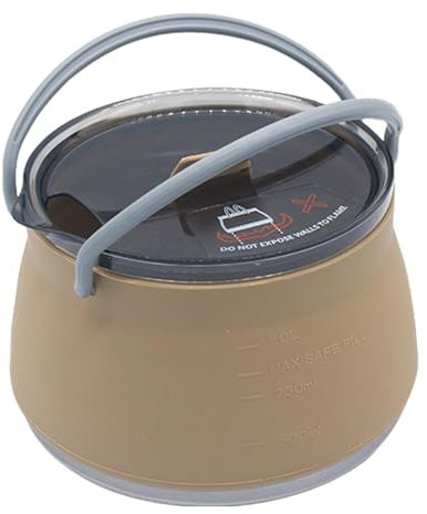 Bollitore pieghevole – Bollitore portatile da trekking, campeggio e da viaggio con manico pieghevole | Bollitore da viaggio in silicone, bollitore portatile per cucinare acqua, tè e caffè,
