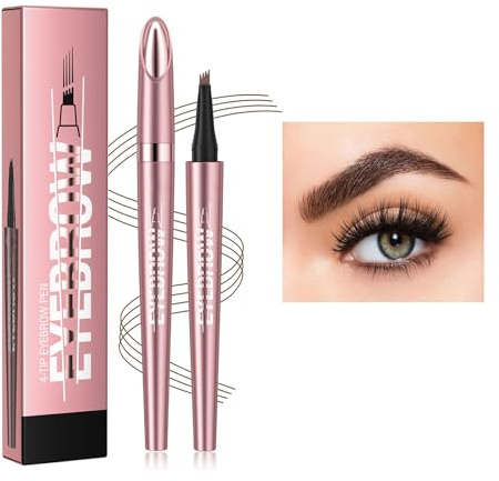 Weixinbuy Microblading Eyebrow Pen - Long-lasting, 4D Four-Tip Waterproof Eyebrow Pencil, Smudgeproof for Fine Natural Strokes (Dark Brown)