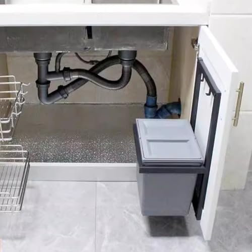PLMNBQWE Cubo de Basura extraíble de Gran Capacidad, con asa de Transporte Oculta, Cubo de Basura para Reciclaje con Tapas para armarios de Cocina y hogar