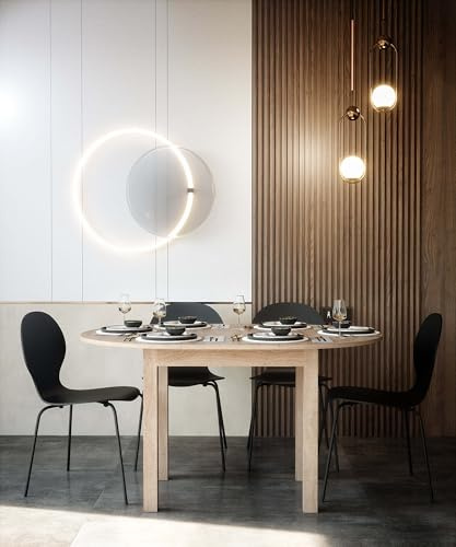 Newfurn Esstisch rund ausziehbar Sonoma Eiche 100-140 cm Esszimmer | ovale Tischplatte Holzoptik matt, Küchentisch, Speisetisch, Esszimmertisch, für 4-6 Personen, modern skandinavisch