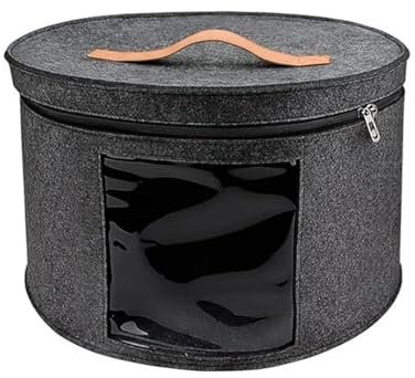 SIIENNA Hutschachtel Hut Aufbewahrungsbox Fall Haushalt Runde Filz Lagerung Hüte Eimer Kleidung Organizer mit Reißverschluss Deckel Reisetaschen FüR HüTe(Dark gray)