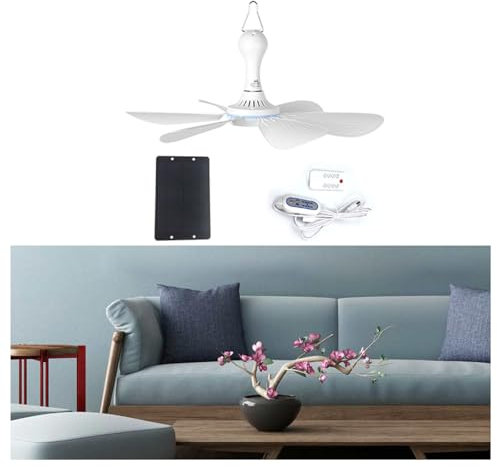 DHNDSDP Ventilatore Solare A 6 Pale con Piccolo Ventilatore con Telecomando Ventilatore da Soffitto con Pannello Solare da 5 W Ventilatore da Campeggio Portatile for Piccoli Spazi