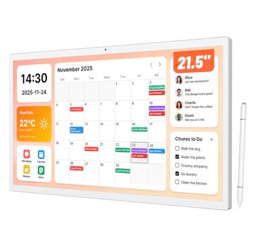 MWE Touchcreen Elektronischer Wandkalender, Digitaler Kalender Wand, 8+128 GB, WiFi-Unterstützung, Ideal für die Anzeige von Bildern, Daten, Wetter, Terminplanung (21.5 Zoll)