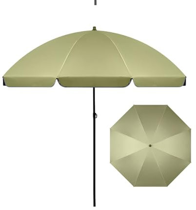 GUOGLZ Parasol 220 Cm Protection Solaire UPF 50+ Inclinable 360°, Directions Hauteur Réglable Avec Sac De Transport Pour Balcon Jardin Terrasse Plage Sans Socle(Green,220cm/7.2ft)