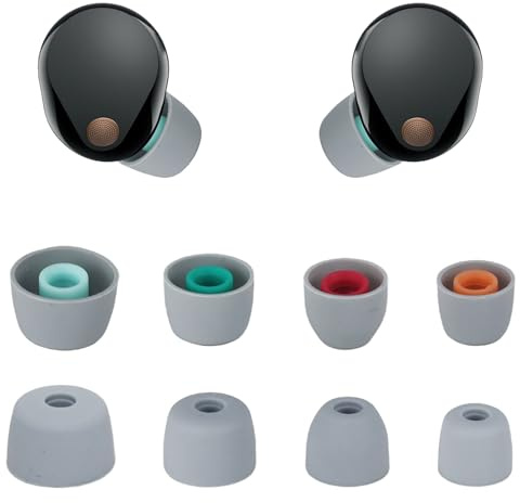 Adhiper 4 Pairs 1000XM5 Replacement Silicone Ear Tips for Sony WF-1000XM5/WF-1000XM4 Earbuds, Eartips with Noise Reduction Sound Enhancement Padded Earplugs, Comfort Soft Anti Slip Ear Buds(Gray)