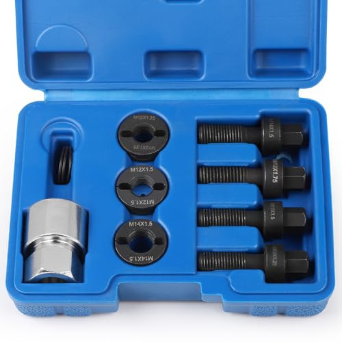 LALAGO 8 Pièces Kit de Filets Rapportés pour Boulons et Écrous de Roue, Réparation de Filetage, Taraud pour Boulons et Écrous de Roue, Outil pour Boulons de Roue M12 M14
