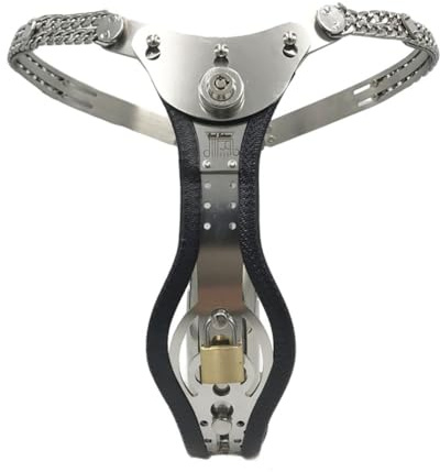ZTHBYSB Leicht Keuschheitskäfig Herren, Bondage Unterwäsche Chastity Cage Male Edelstahl Peniskäfig mit Unsichtbares Schloss Keuschheitsgürtel Fesselspiele Sklaven Kostüme für Männer,Schwarz,87/122cm