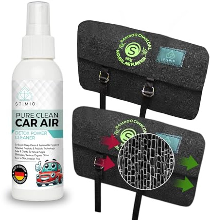 Set auto deumidificatore e elimina odori – 2 sacchetti di carbone attivo da 500 g + spray probiotico da 100 ml – Aria pulita. Sedili asciutti. Interni freschi – Senza sostanze chimiche o profumi