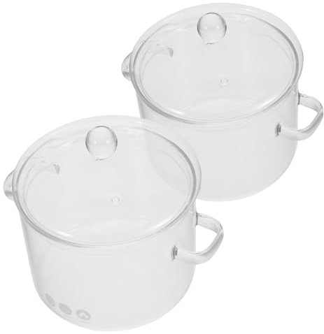 KOCKSHION 2Pezzi Pentola Trasparente con Design Ergonomico e Manici Antiscottatura per Pasta e Verdure Capacità