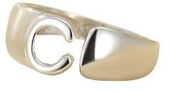 WLLDDDIU Offene Ringe Aus 925Er Sterlingsilber mit Initialen für Damen, Verstellbar, Statement Siegelring mit Dem Alphabet Az, Stapelbar, Schlicht, Klobig, Fingerreif für Herren, für Partys, Silb