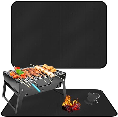 FloraVigo feuerfeste unterlage, Feuerfeste Unterlage Grill, Isoliermatte zum Schutz von Holzkohle- und Gasgrills auf Outdoor-Tischen, Leicht zu reinigende Isoliermatte (40x60cm)