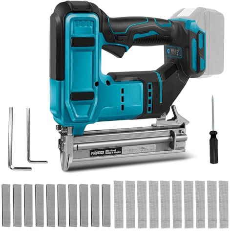 Agrdeed 18GA Cordless Brad Nailer Gun for Makita 18V, 2 in 1 Stapler Nailer Gun with 1000 Nails and 1000 Staples, Brushless Electric Nail Staple Gun for Carpentry Upholstery Woodworking (No Battery)