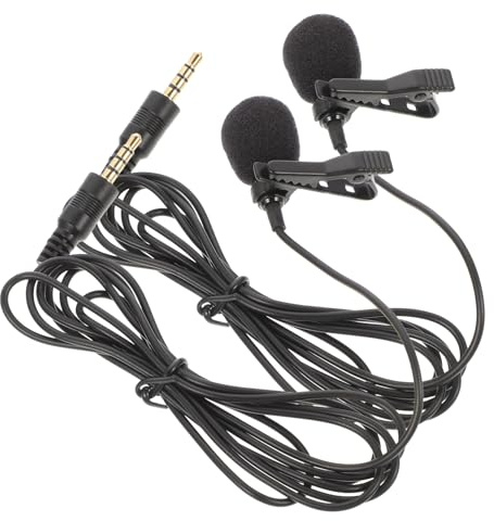UTHCLO Micrófono de Clip 3, 5mm Ctia Negro 2 Piezas para Tablet y Portátil | Aps y Esponja, Alta Sensibilidad sin Batería, Grabación en Vídeo y Vlogging, Pensado para Docentes