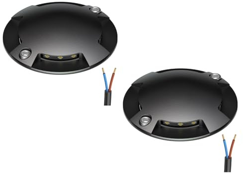 ledscom.de 2x LED Bodenleuchte, Wegmarkierung RUNDA für außen, IP67, 4-flammig, schwarz, rund, 70mm Ø, warmweiß