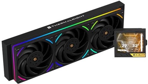 Thermalright Mjolnir Vision 360 UB ARGB Black CPU Water Cooler,3 PWM Fans Water Cooling System with 2150PRM,for AM4/AM5&Intel LGA1851/1700, Magnetic Detachable LCD Screen with 640 * 480 Resolution