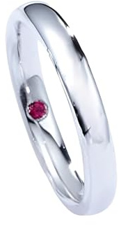 Tolldek Solitärring Platin PT950 Echtes, Rot 0.02ct Rubin Klassiker Verlobungsring Rundschliff, Freundschaftsringe Platin, Gr.58 (18.5)