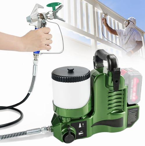 Pulverizador de pintura sin aire, máquina inalámbrica de alta presión de 500 W, 15 MPa, baterías de litio de 21 V, flujo de 1,1 l/min, 6 ajustes de velocidad de engranaje para pintura de casa
