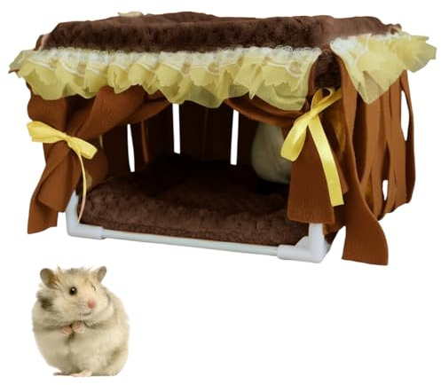 MiOYOOW Nascondiglio per Piccolo Animali, Lavabili Letto per Porcellini d'India in Tessuto di Peluche, Nascondiglio con Tenda a Frange per Petauri dello Zucchero, per Conigli Nani, Criceti