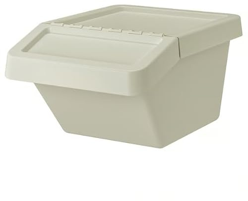 Set of 2 Sorting Bins with Lid, Beige Stackable Storage Containers, Large Capacity Waste & Recycling Bins for Home, Kitchen, Garage, Laundry Room, 10 Gallon, 21.75 x 16.25 x 11 Inches