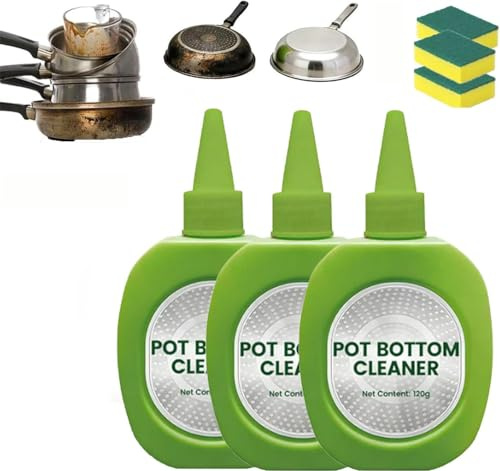 Pot Bottom Stain & Grime Remover, 120g Stainless Steel Burnt Pot Cleaner, Powerful Burnt Residue Remover, Powerful Pot Bottom Cleaner for Pots and Pans Removes Stains (3 Pcs)